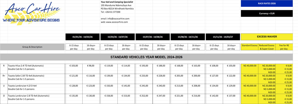 Asco Car Hire Preise 2026 Standard Mietwagen Vehicles